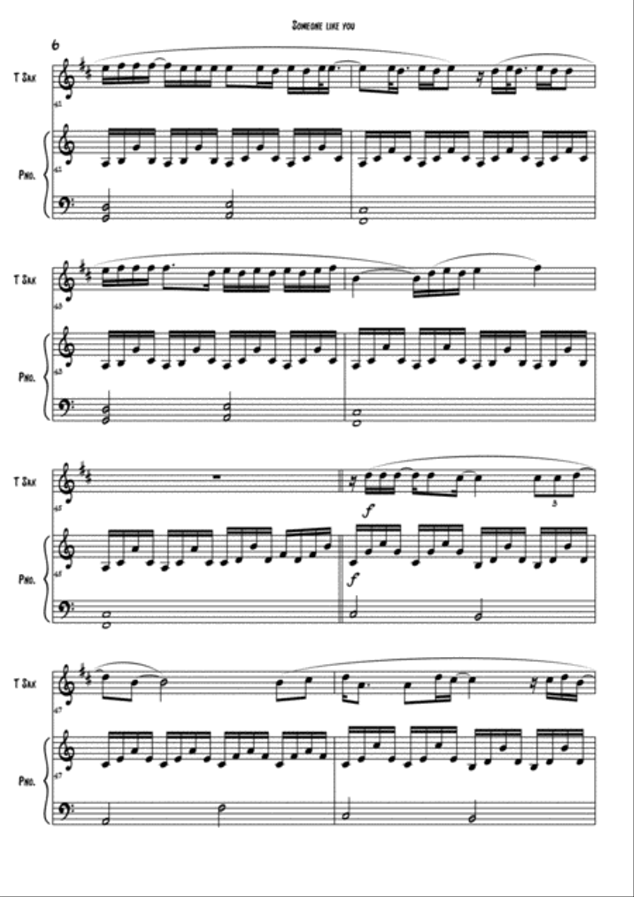 Someone Like You Tenor Saxophone scores gallery preview page 6