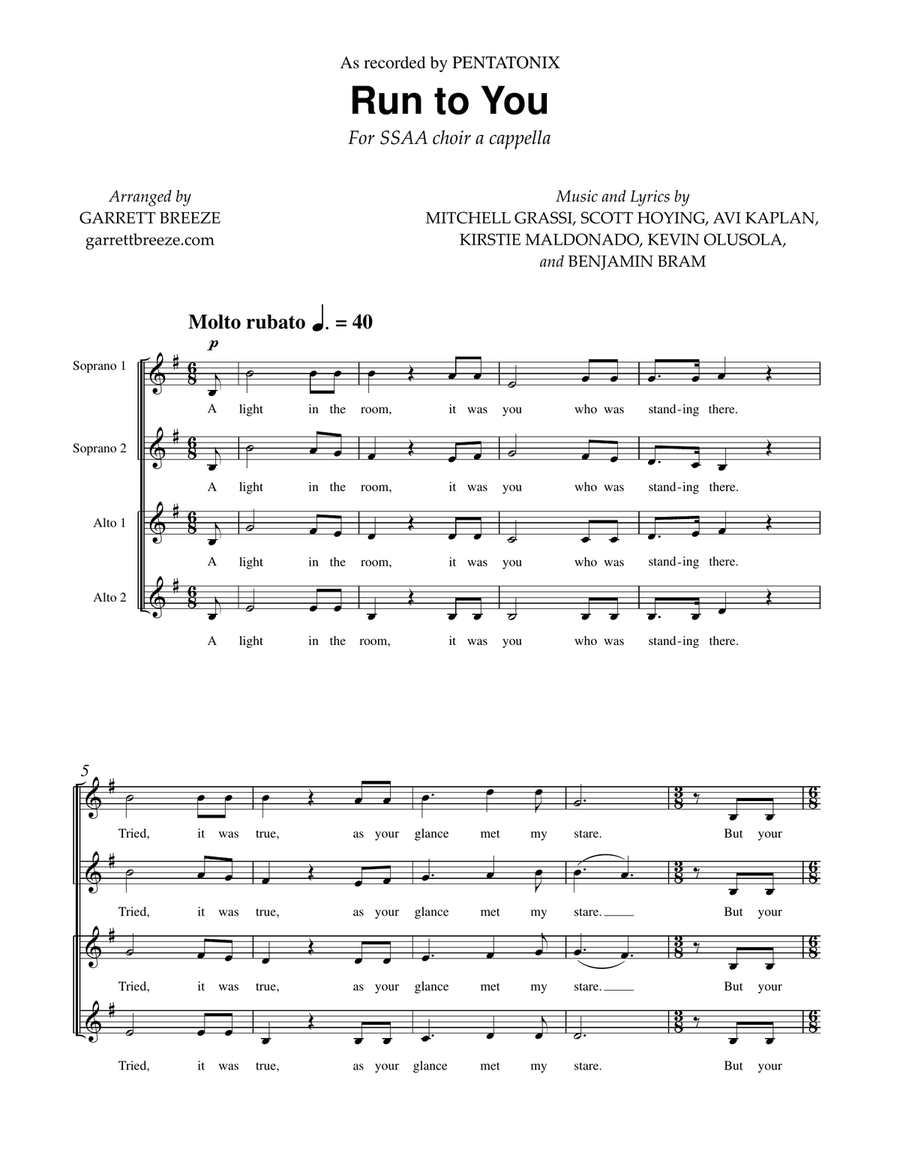 Run To You SSA scores gallery preview page 1