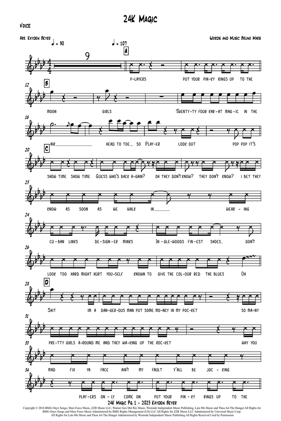 24k Magic - Score Only Jazz Ensemble scores gallery preview page 1