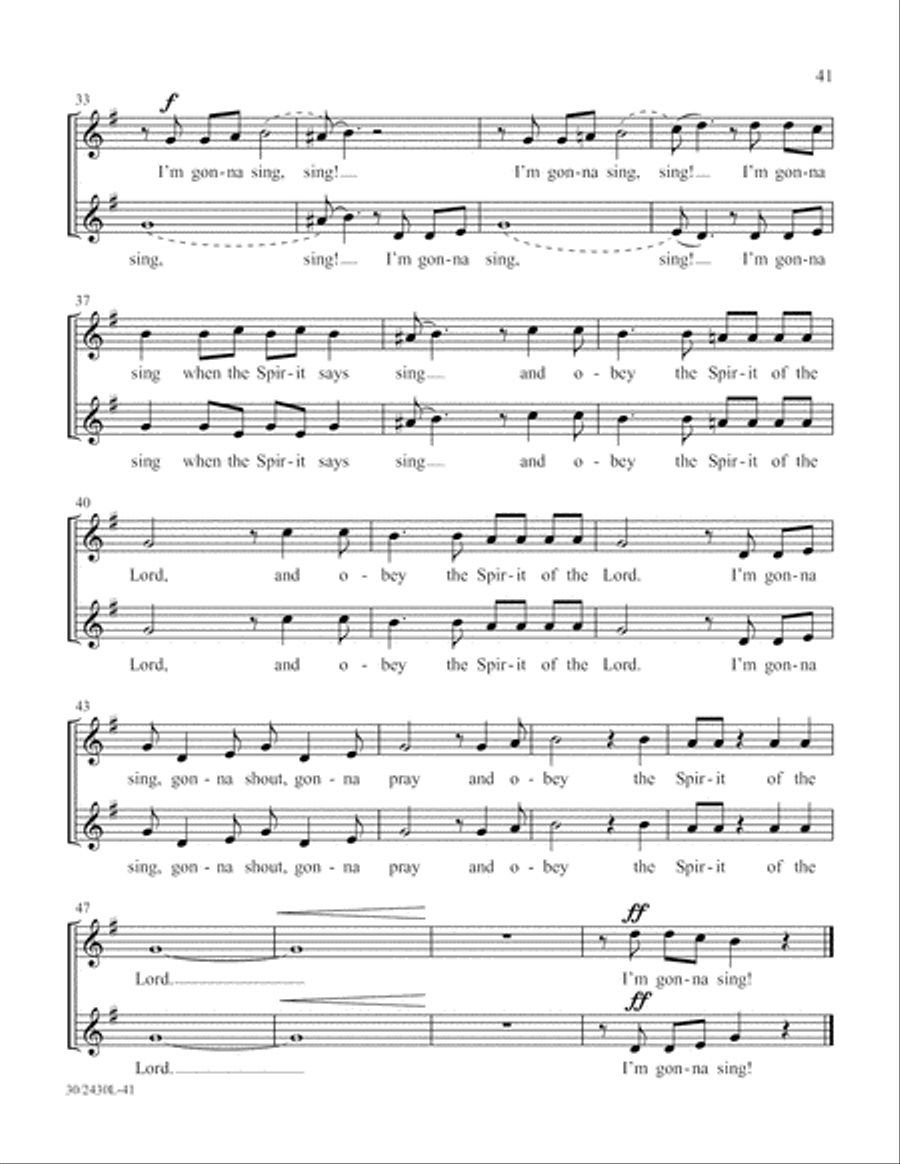 Simply Spirituals Unison Choir scores gallery preview page 42