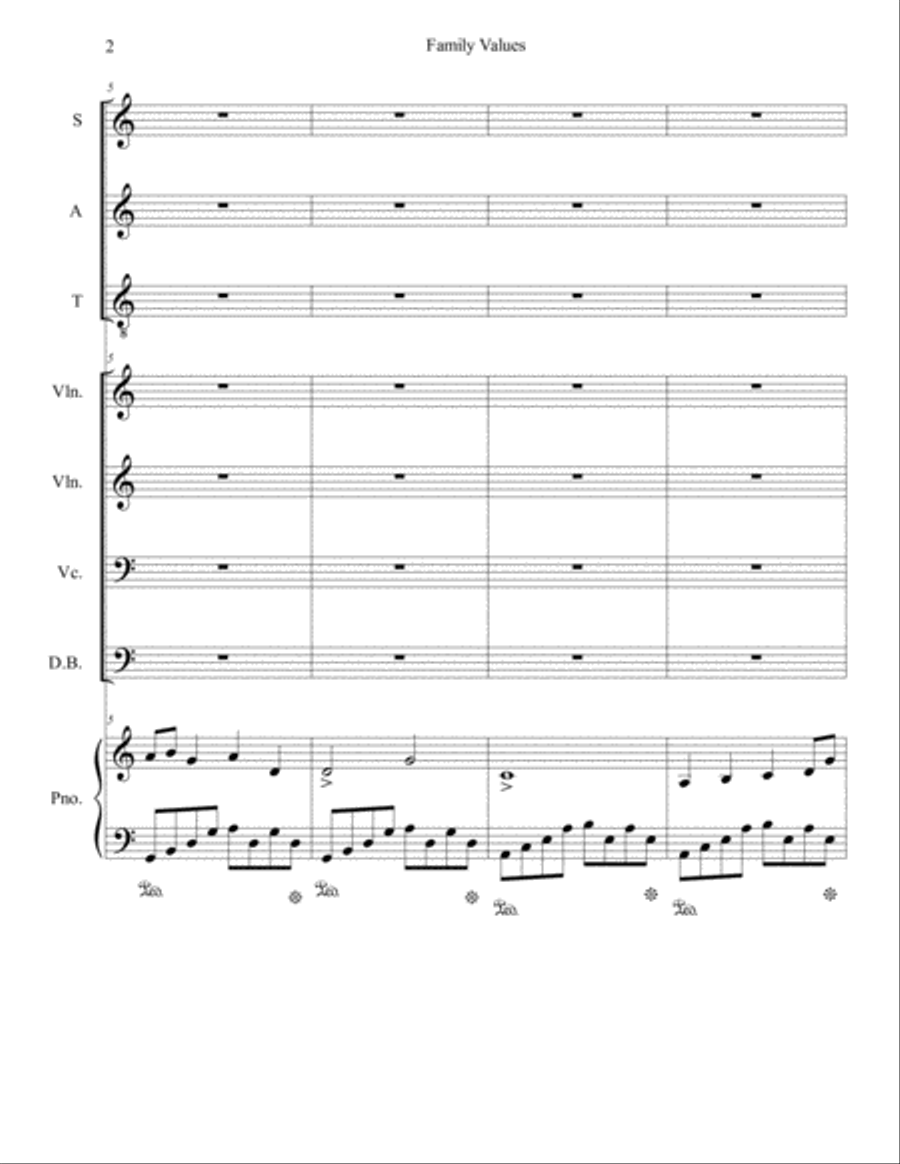 Family Values - SAT-Piano-Strings 4-Part scores gallery preview page 3