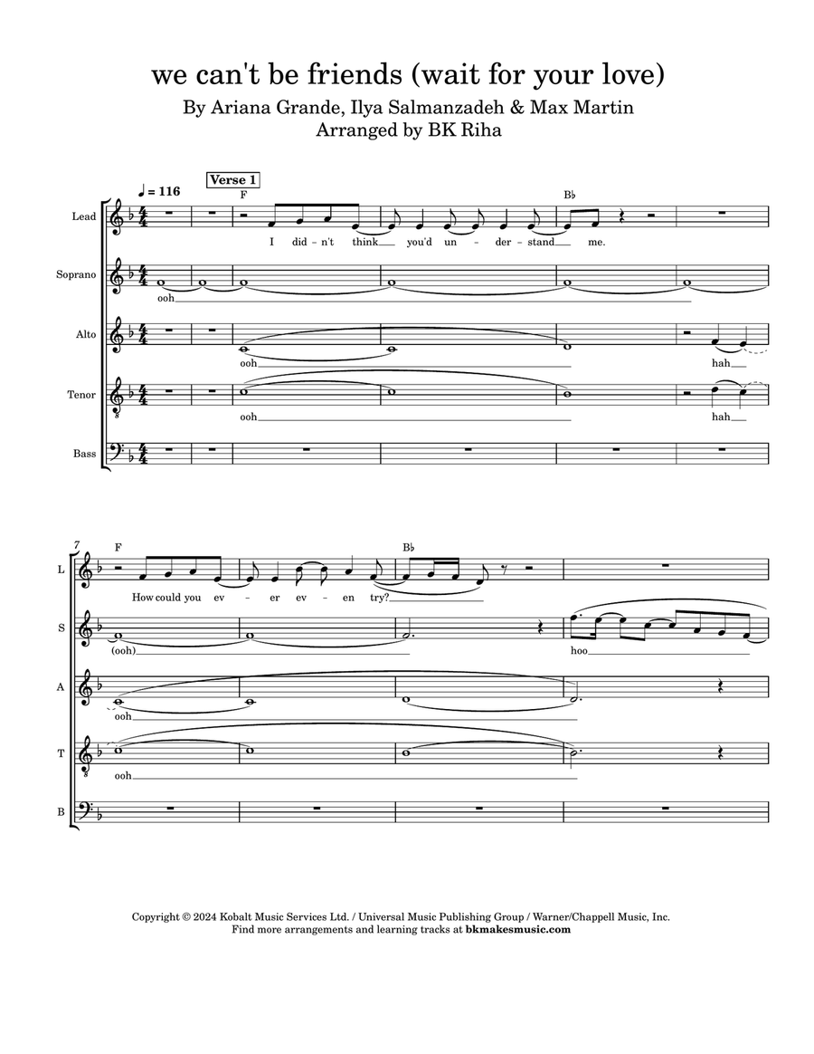 We Can't Be Friends (Wait For Your Love) 4-Part scores gallery preview page 2