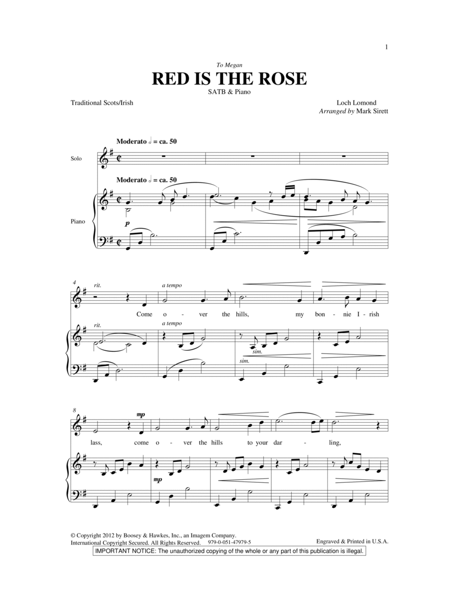 Red Is The Rose Red Is The Rose 4-Part scores gallery preview page 1
