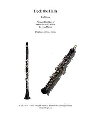 Deck the Halls - Duet for Oboe (or Flute) and Clarinet