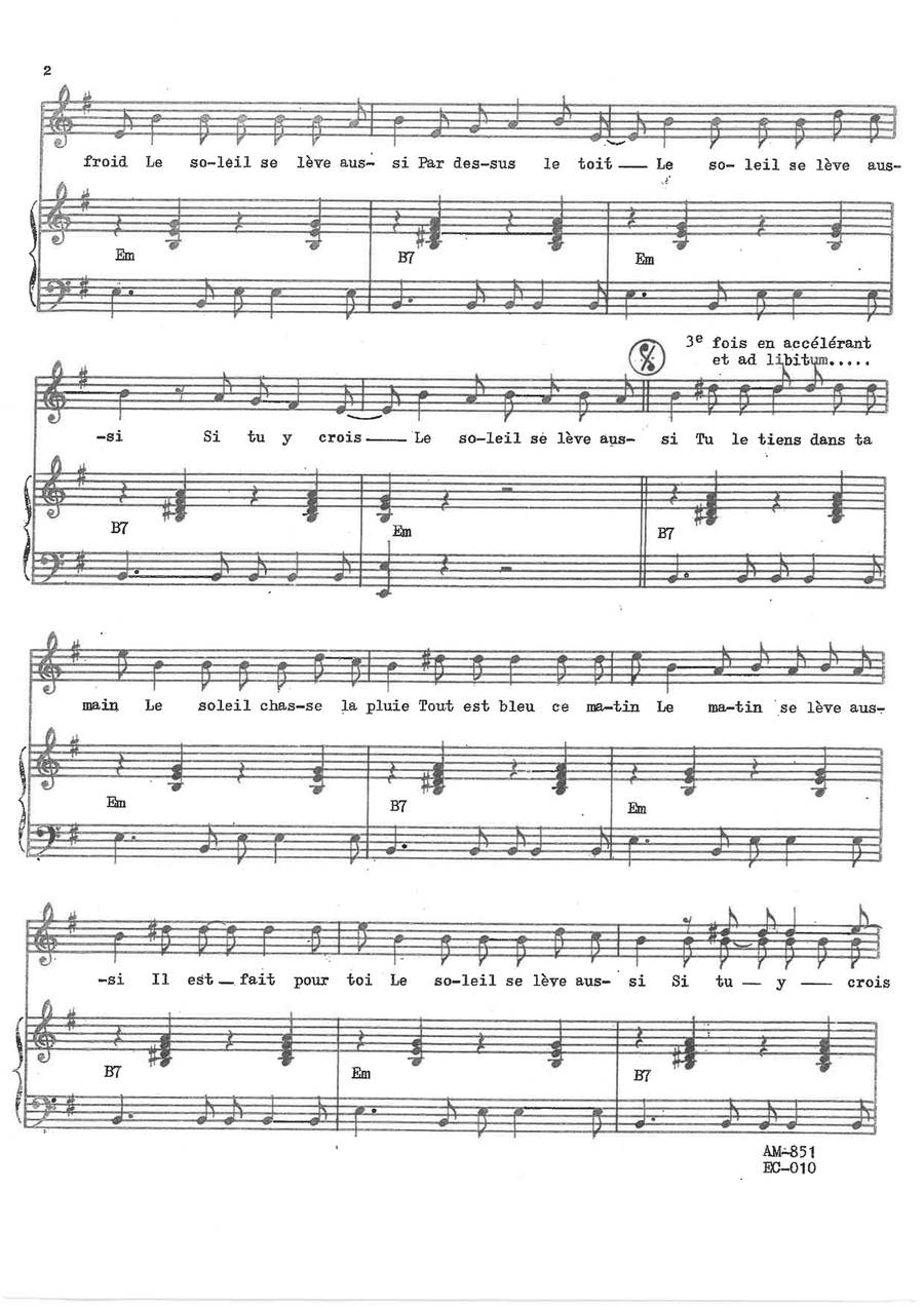 Le Soleil Se Leve Aussi Piano, Vocal scores gallery preview page 2