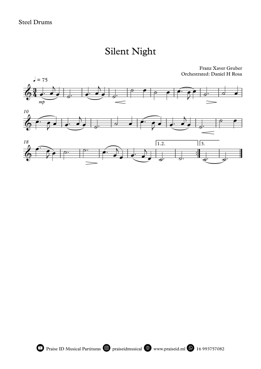 Silent Night Christmas Carol Steel Drums by Franz Xaver Gruber