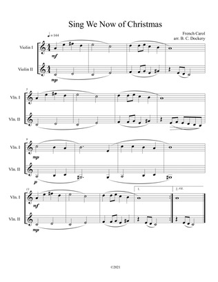 Sing We Now of Christmas (Violin Duet)