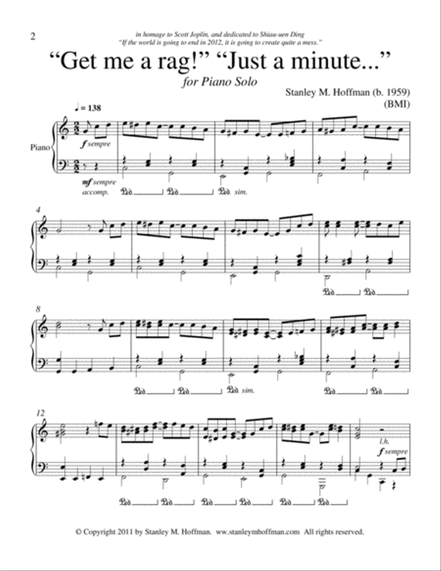 Get me a rag! Just a minute... Piano Solo scores gallery preview page 2