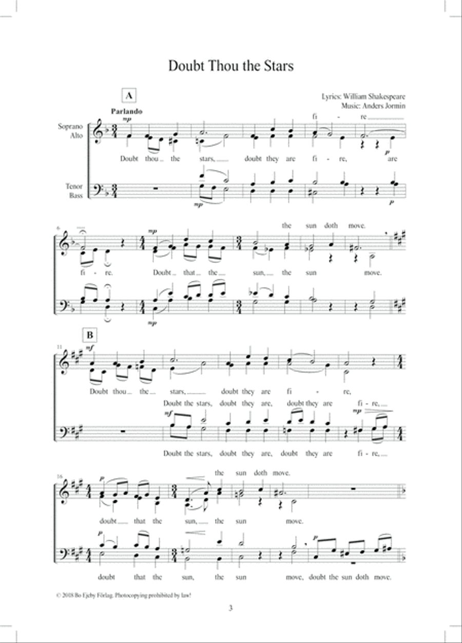 Doubt Thou the Stars 4-Part scores gallery preview page 3