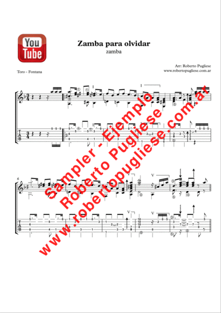 Zamba para olvidar Classical Guitar scores gallery preview page 3