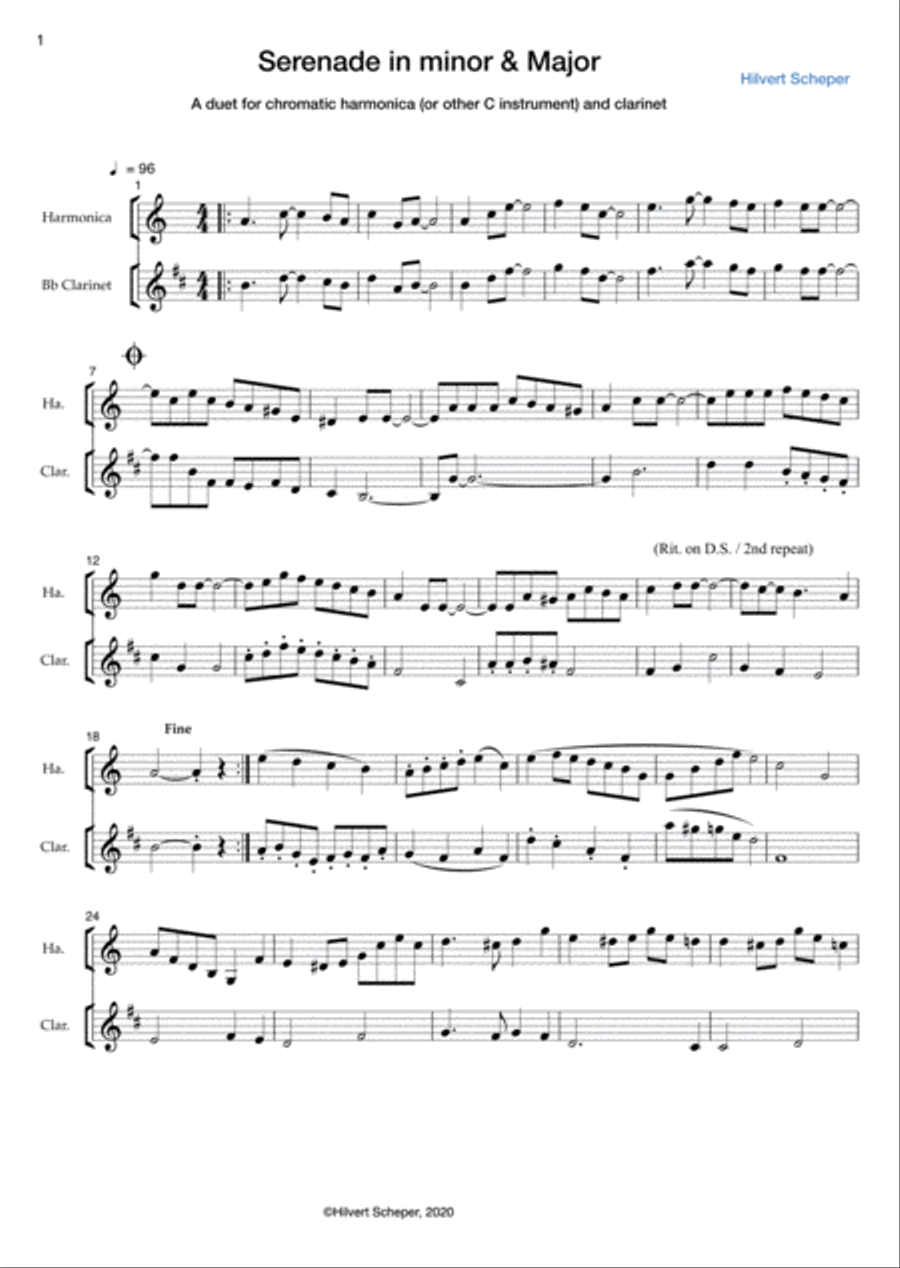 Serenade in minor & Major Harmonica scores gallery preview page 1