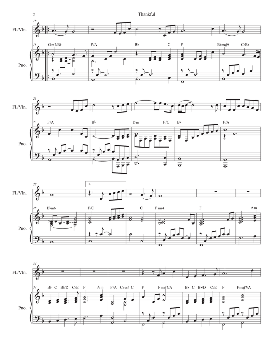 Thankful Violin Solo scores gallery preview page 2