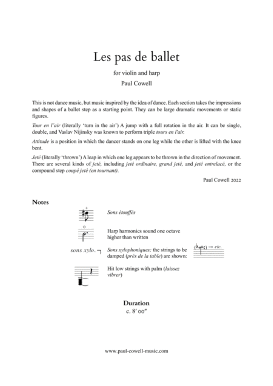 Les pas de ballet for violin and harp String Duet scores gallery preview page 2