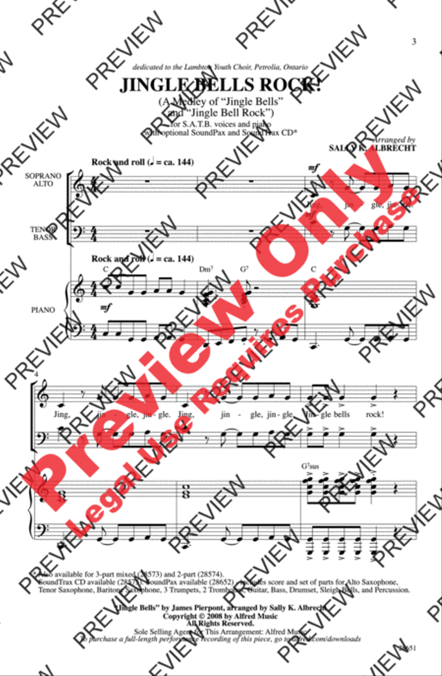 Jingle Bells Rock! (A Medley) 4-Part scores gallery preview page 2