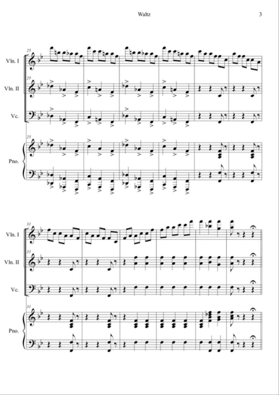 Waltz from Sleeping Beauty Piano Quartet scores gallery preview page 3