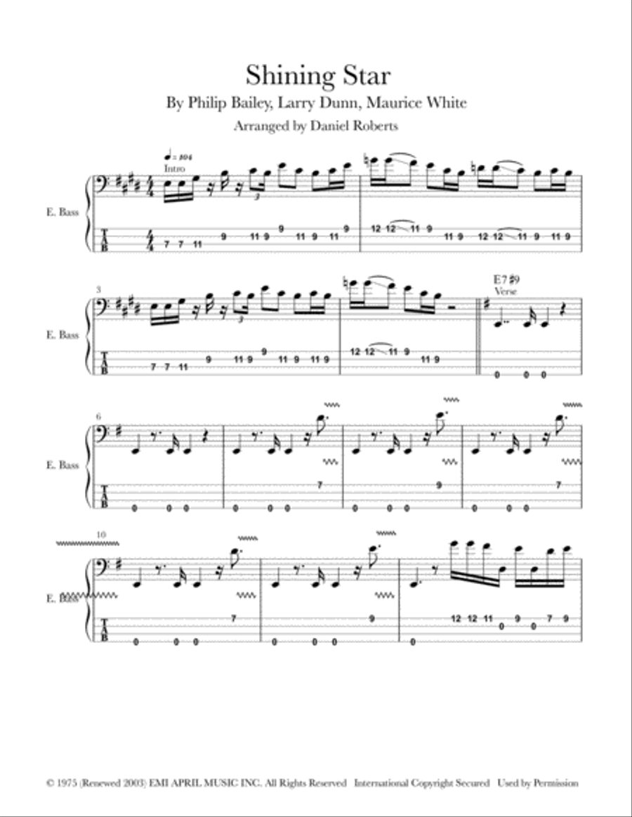 Shining Star Bass Guitar scores gallery preview page 1