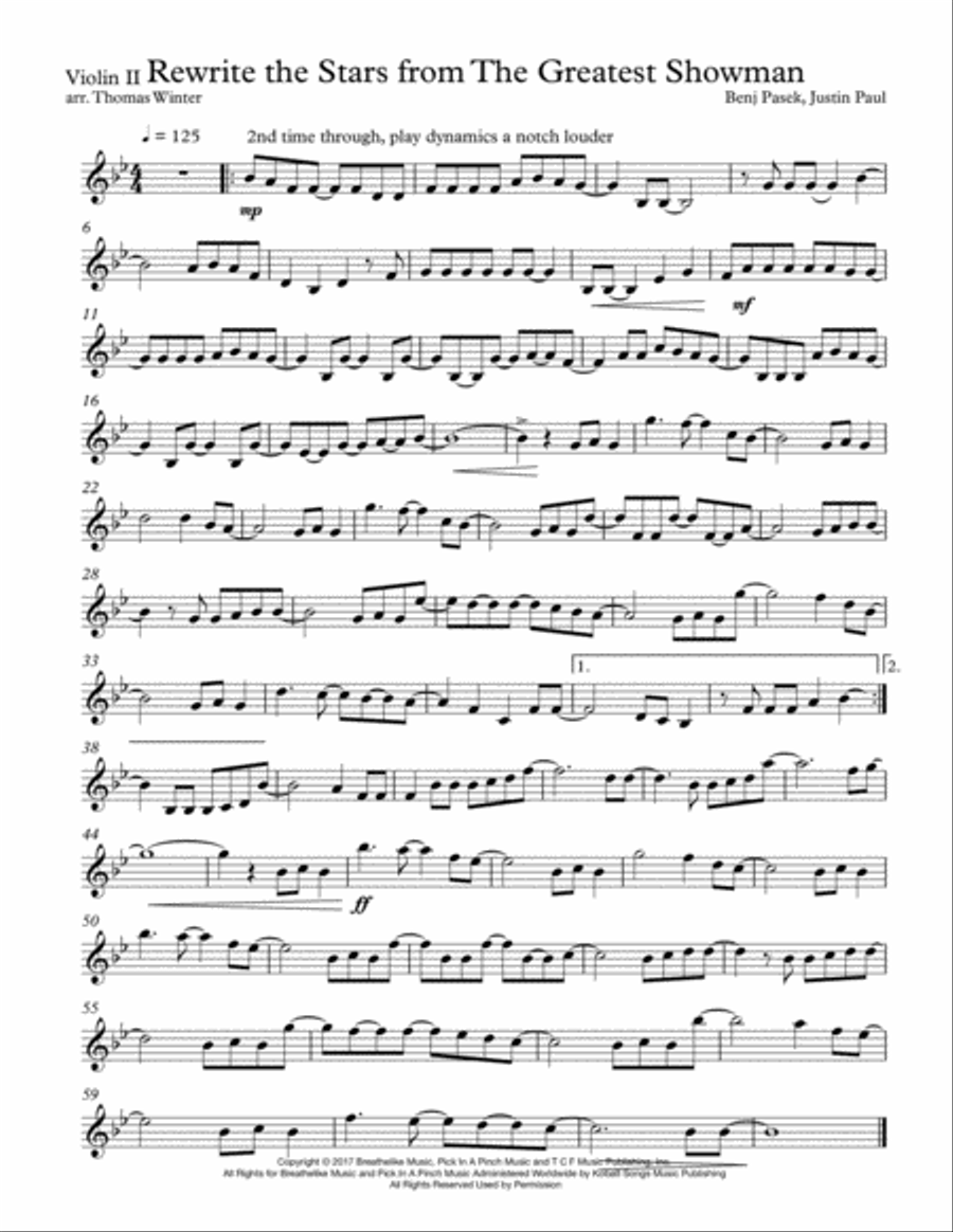 Rewrite The Stars String Quartet scores gallery preview page 2