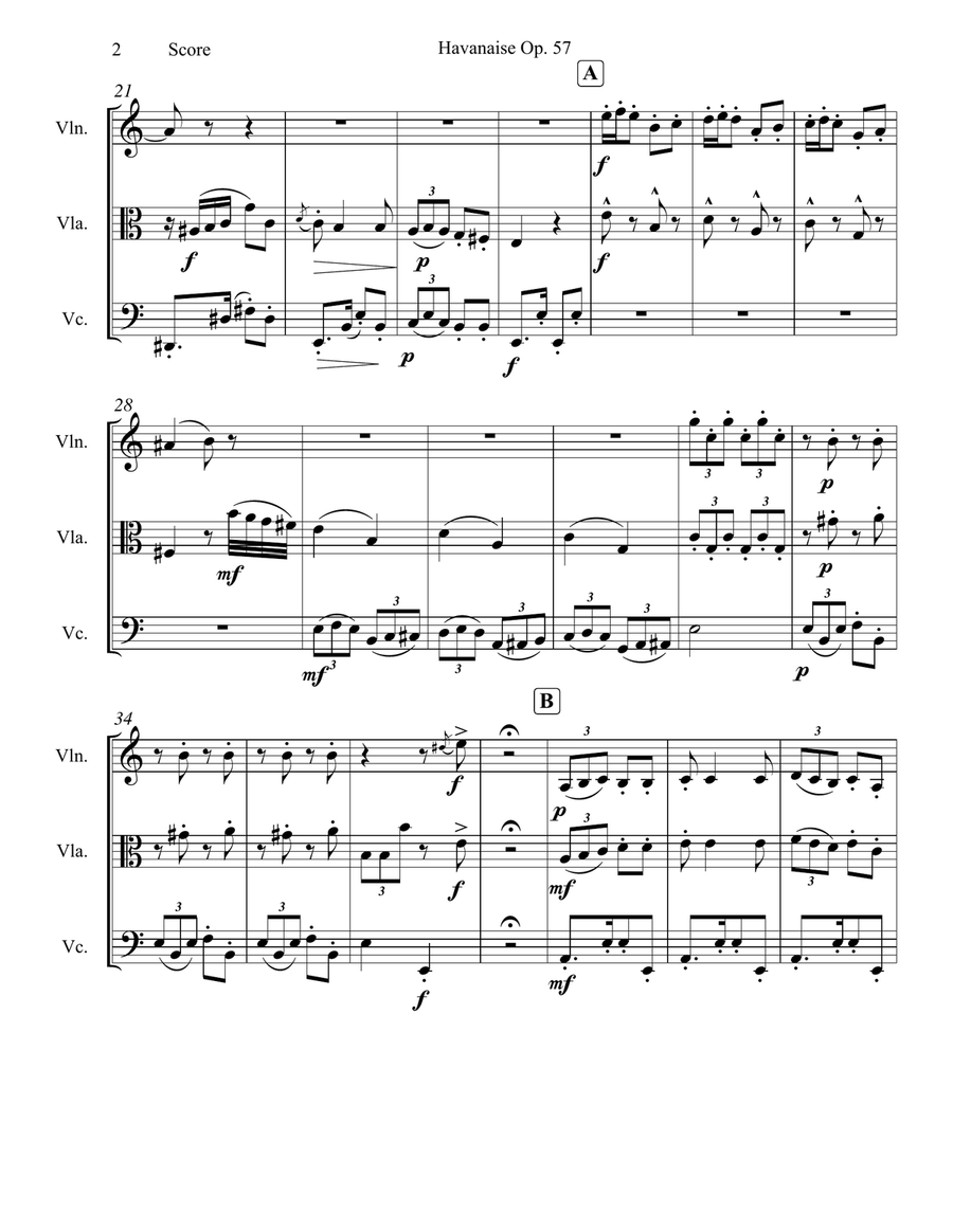 Cecile Chaminade - Havanaise (Tango) for String Trio String Trio scores gallery preview page 3