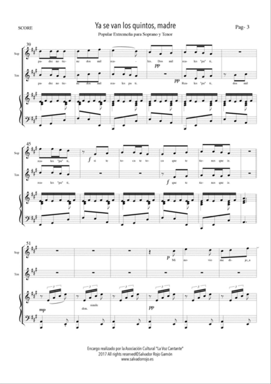 Ya se van los quintos, madre Tenor Voice scores gallery preview page 5
