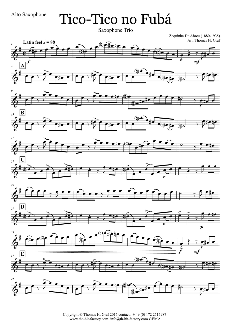 Tico-Tico no Fubá - Choro - Saxophone Trio Woodwind Trio scores gallery preview page 5