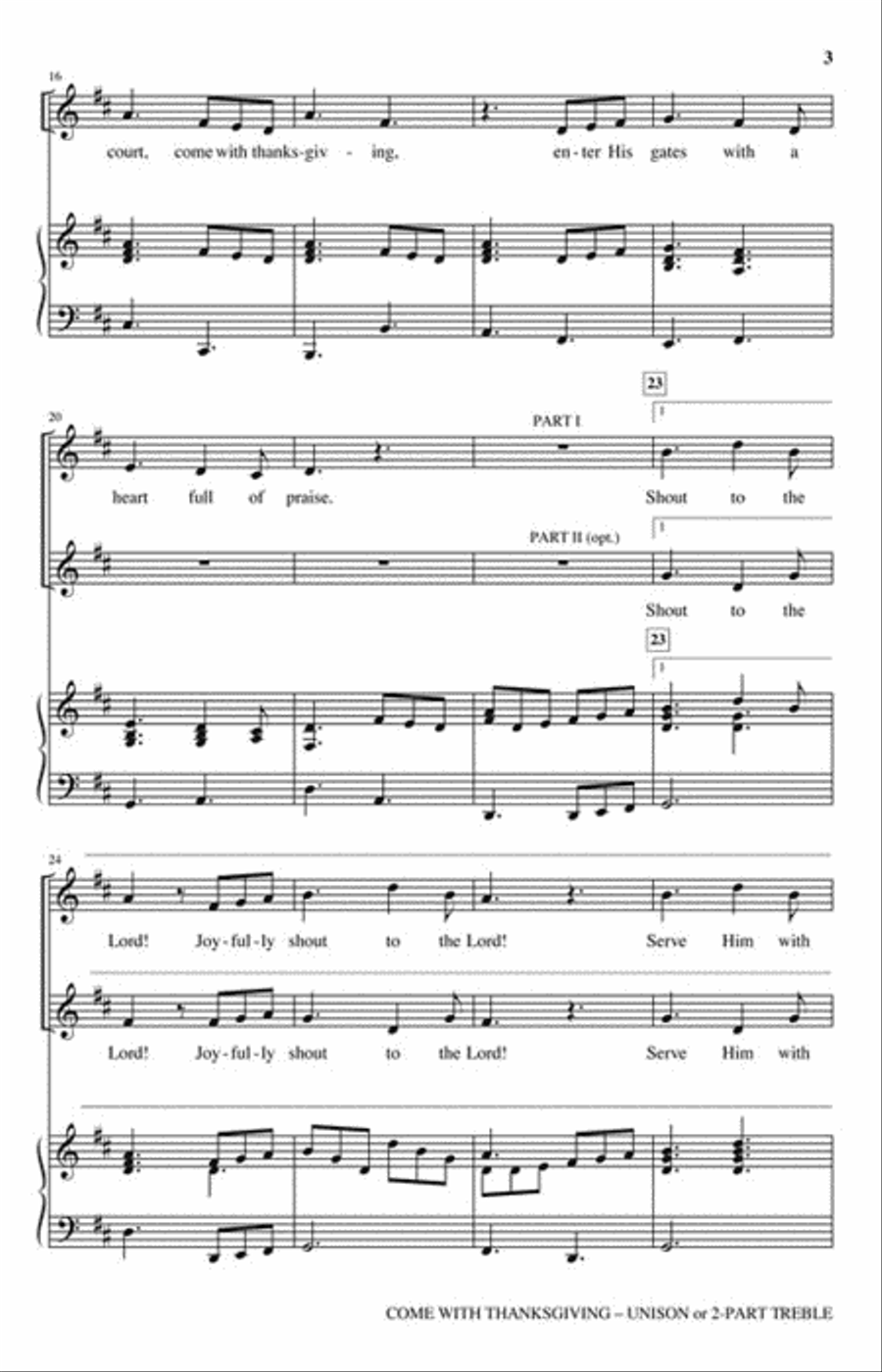 Come With Thanksgiving Unison Choir scores gallery preview page 3