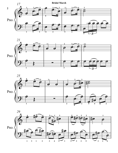 Bridal March Lohengrin Easy Piano Sheet Music