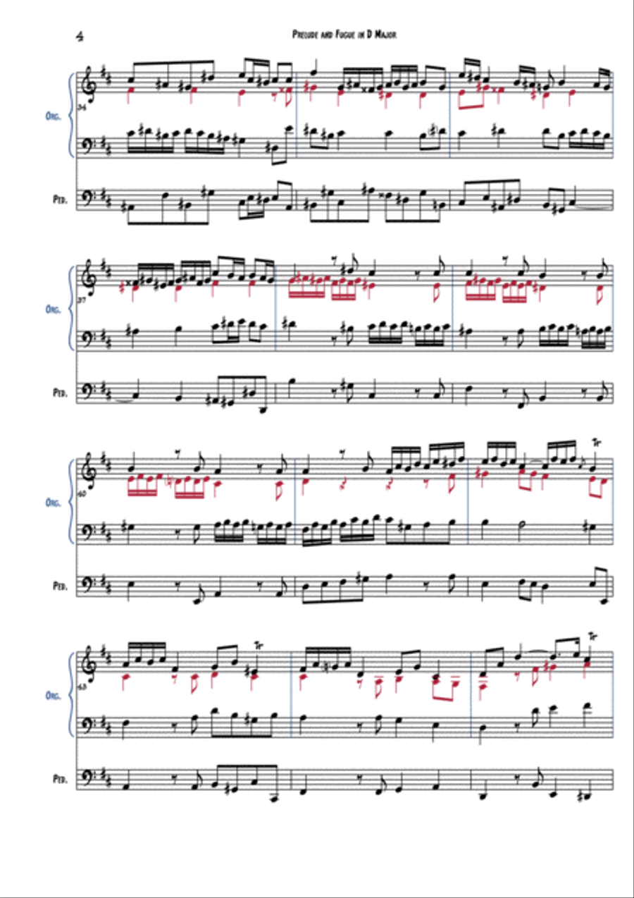 Johann Ludwig Krebs - Prelude and Fugue in D Major - Fugue Organ Solo scores gallery preview page 5