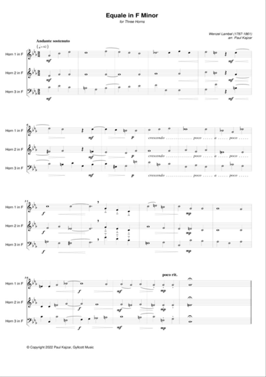 Equale in F Minor (Three Horns) Brass Ensemble scores gallery preview page 2