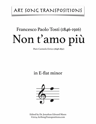 Book cover for TOSTI: Non t'amo più (transposed to E-flat minor)