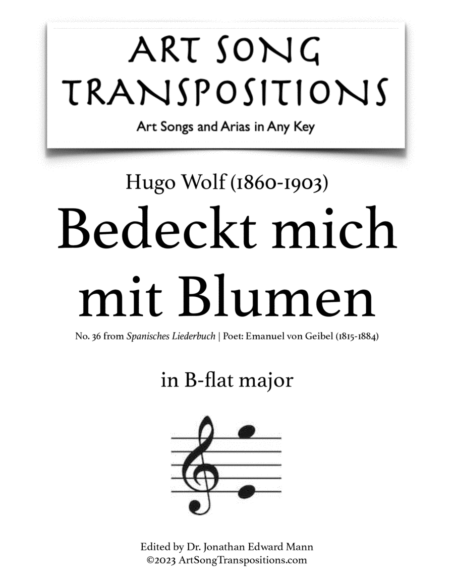 WOLF: Bedeckt mich mit Blumen (transposed to B-flat major) Voice scores gallery preview page 1