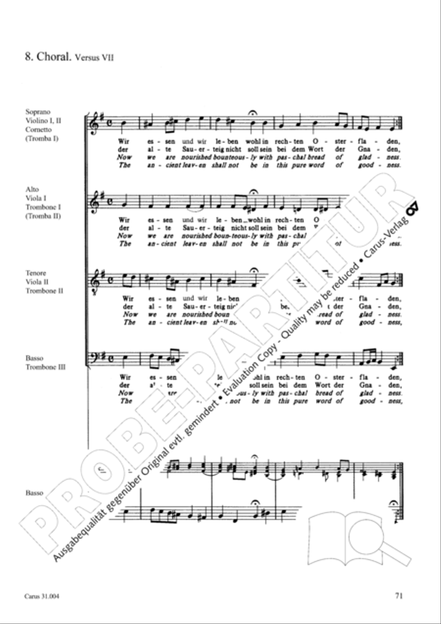 Christ lay in death's cold prison (Christ lag in Todesbanden) 4-Part scores gallery preview page 72