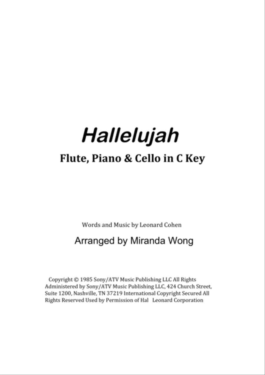 Hallelujah Piano Trio scores gallery preview page 1