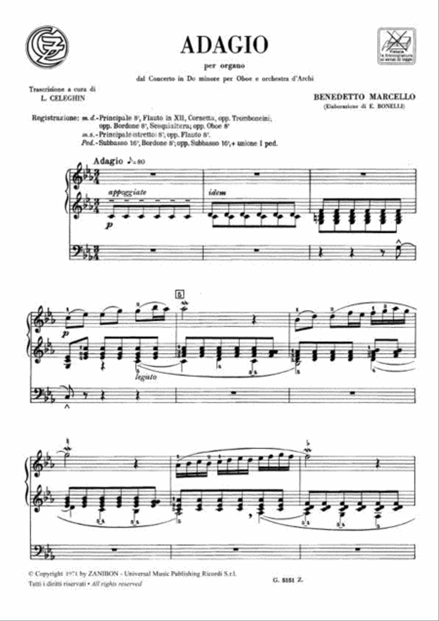 Adagio Dal Concerto In Do Minore Per Oboe E Oboe scores gallery preview page 2
