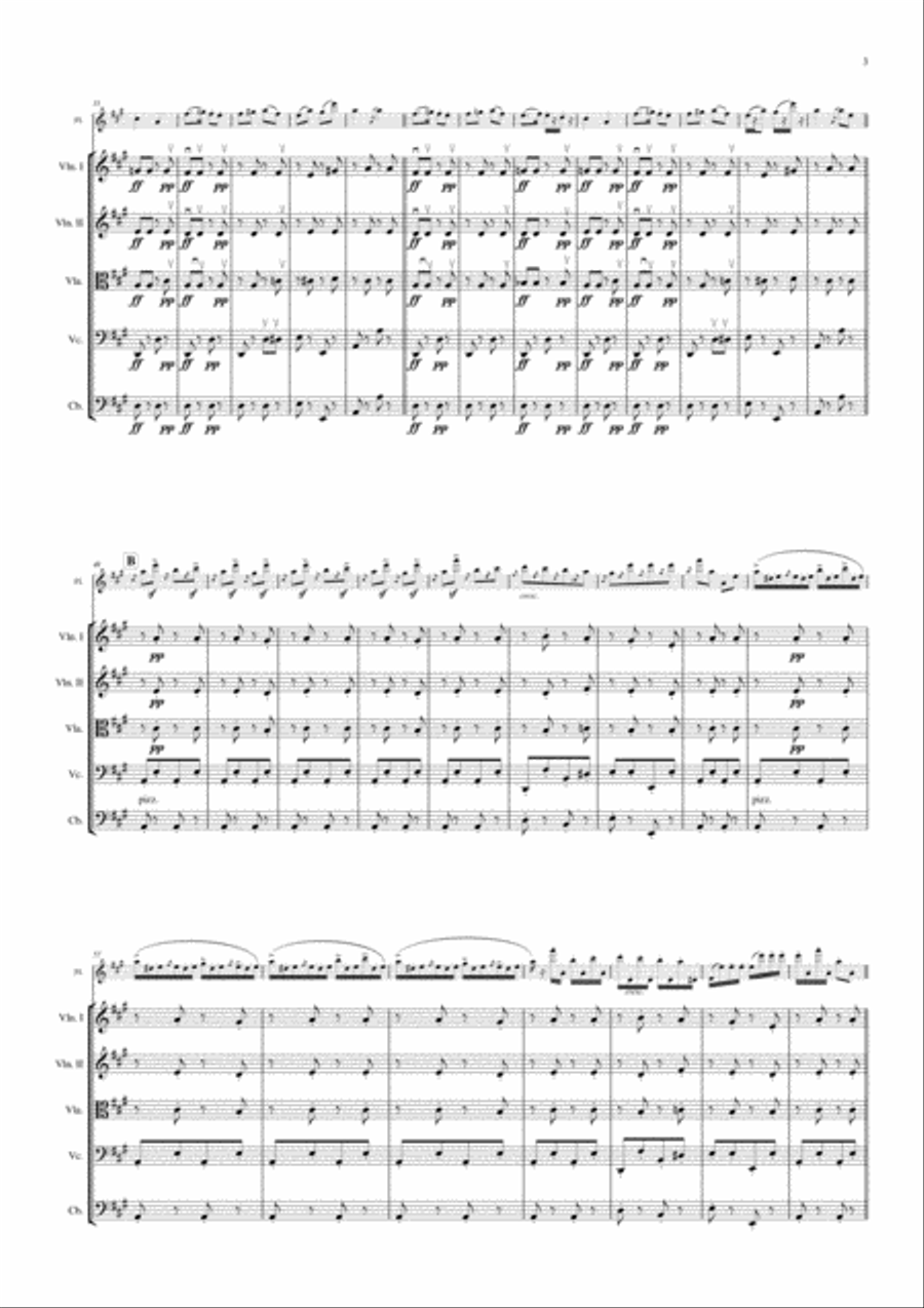 Souvenir D'Amerique- Variations Burleques sur Yankle Doodle op.17 for flute and string Orchestra - F Chamber Orchestra scores gallery preview page 5