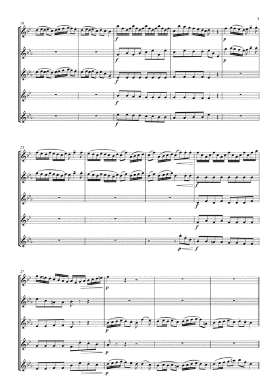 Arrival of the Queen of Sheba arranged for Clarinet Quintet Clarinet Quintet scores gallery preview page 5