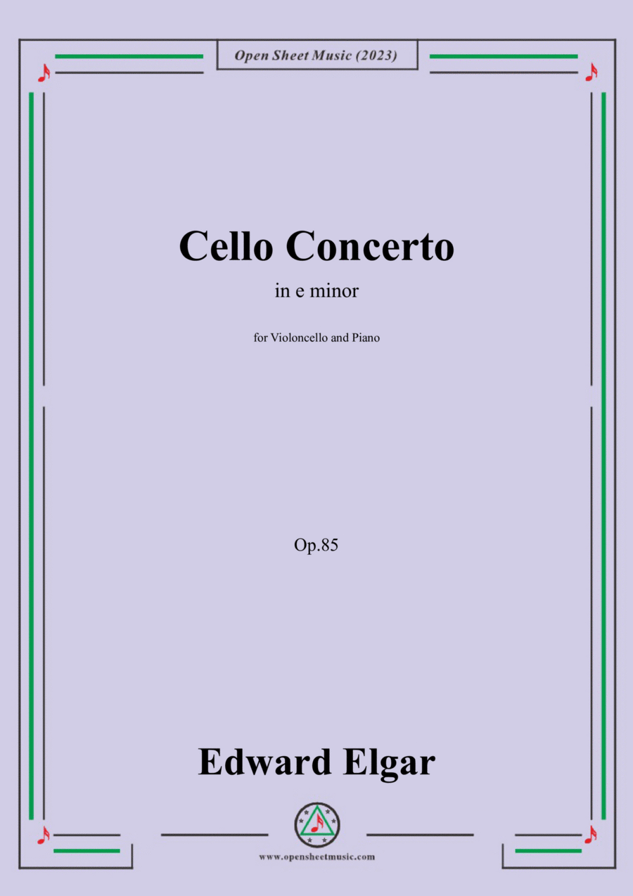Elgar-Cello Concerto,in e minor,Op.85 Piano scores gallery preview page 1