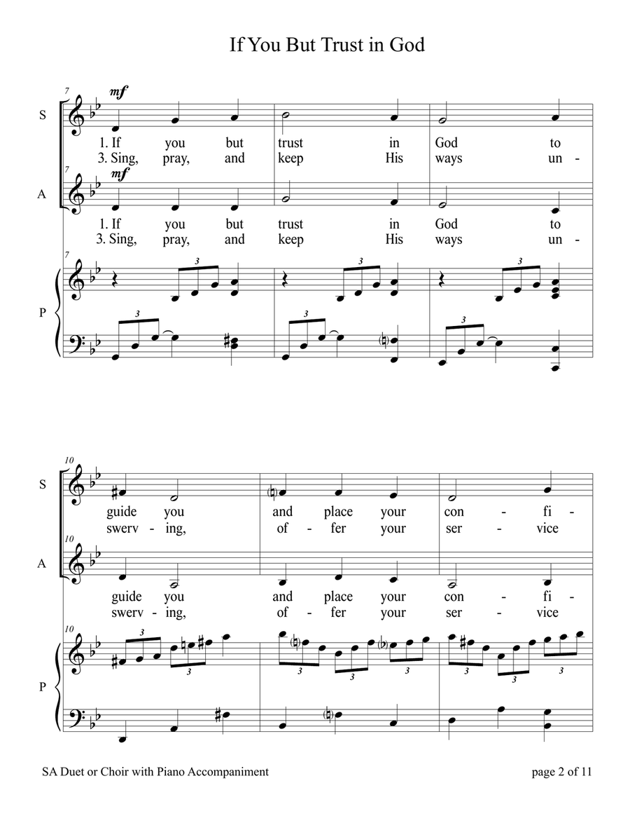 If You But Trust in God to Guide You (for SA Duet with Piano accompaniment) SA scores gallery preview page 2