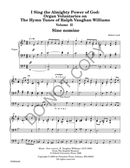 I Sing the Almighty Power of God: Organ Voluntaries on the Hymn Tunes of Ralph Vaughan Williams Volume II