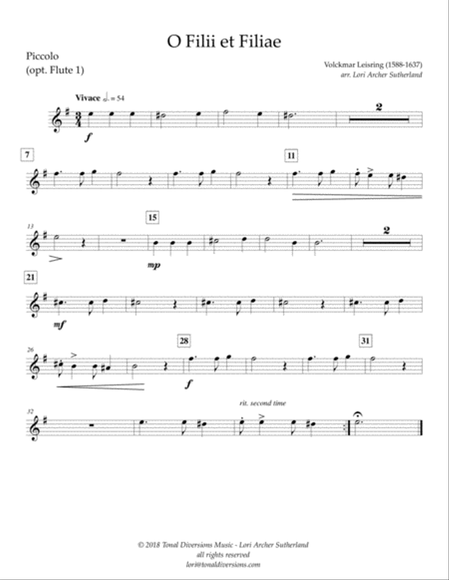 O Filii et Filiae Flute Choir scores gallery preview page 5