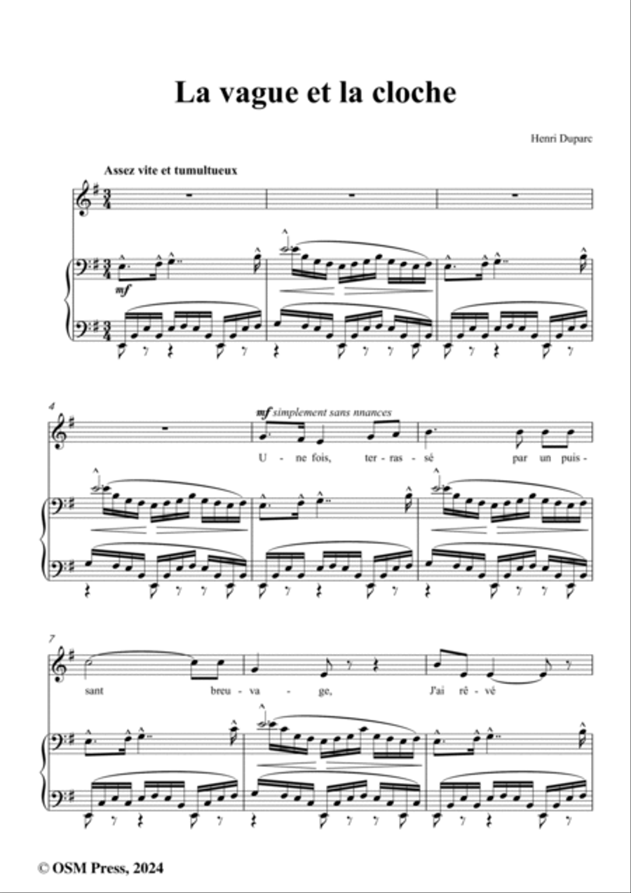Duparc-La vague et la cloche,in e minor Voice scores gallery preview page 2