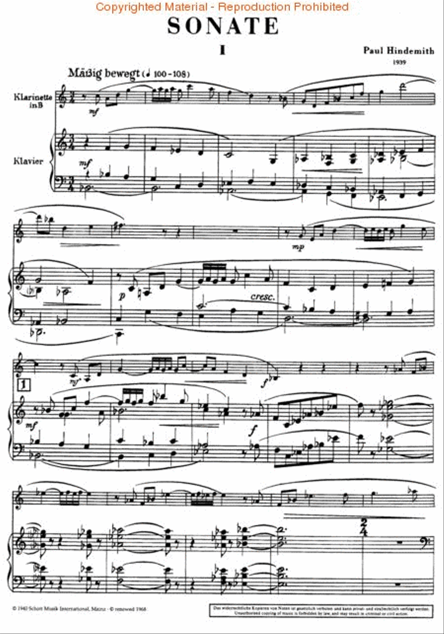 Sonata in B-flat Clarinet Solo scores gallery preview page 3