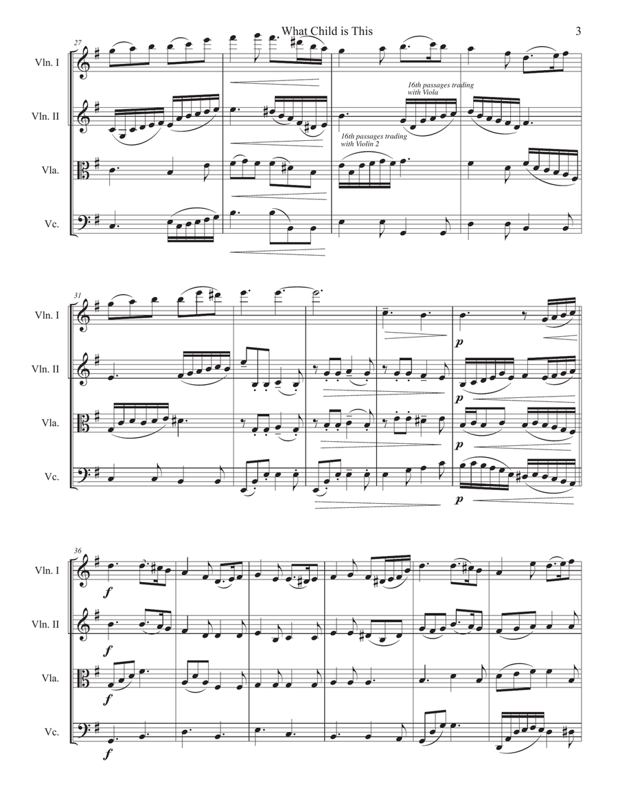 What Child is This - String Quartet String Quartet scores gallery preview page 3