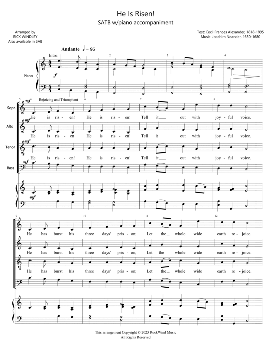 He is Risen! 4-Part scores gallery preview page 1