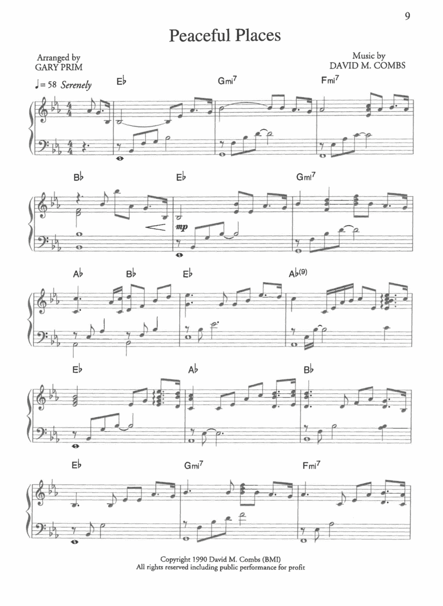 Peaceful Places Piano Solo scores gallery preview page 1