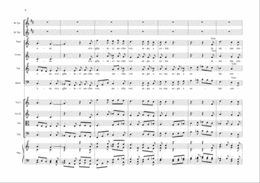 RISVEGLIATI, CUORE MIO! - Awaken my heart - Cantata from Psalm 57. For SATB Choir, 2Tb in Bb, Strin 4-Part scores gallery preview page 6