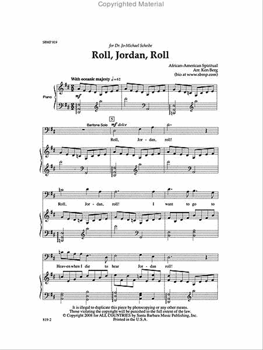 Roll, Jordan, Roll - SATB Octavo 4-Part scores gallery preview page 2