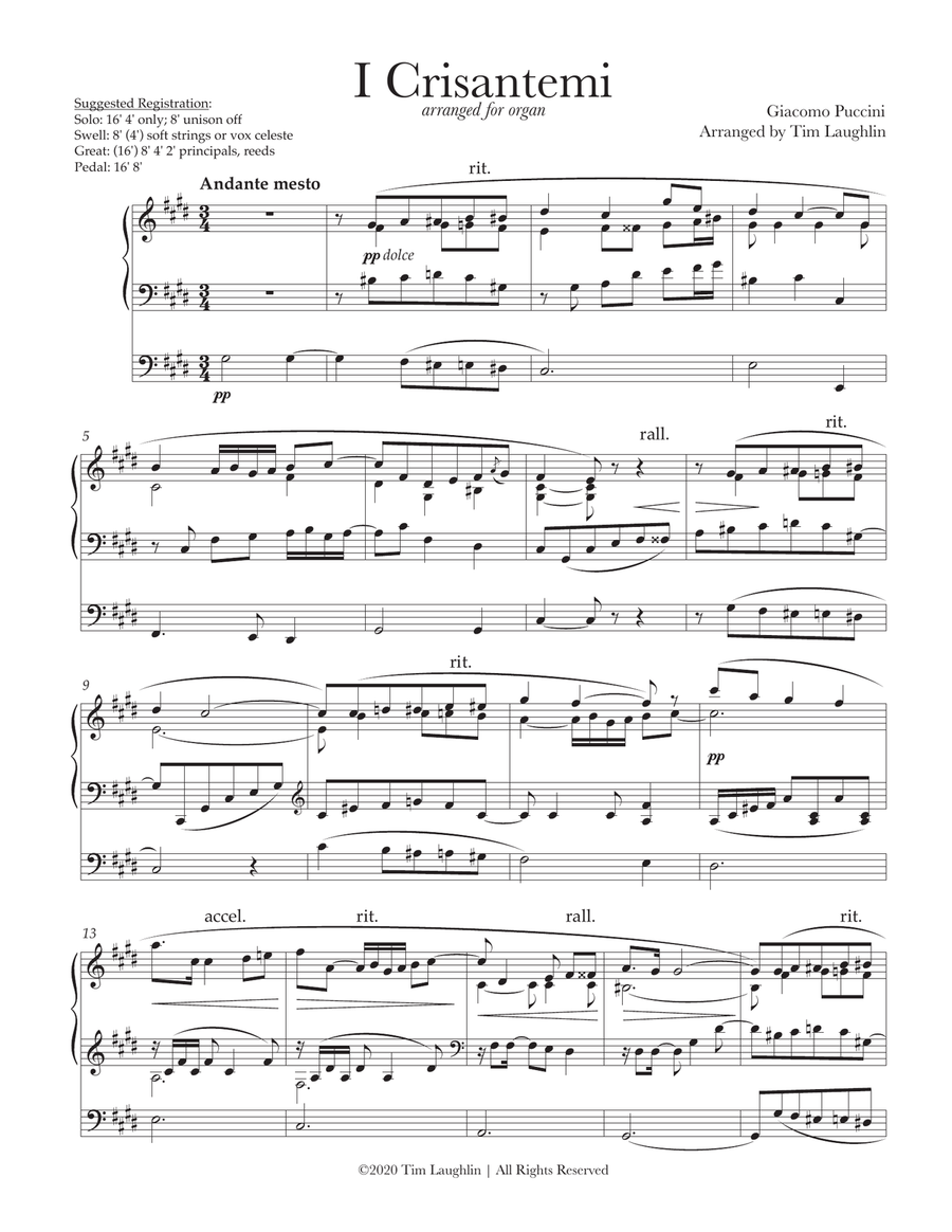 I Crisantemi (Chrysanthemums) (for organ) Organ Solo scores gallery preview page 1
