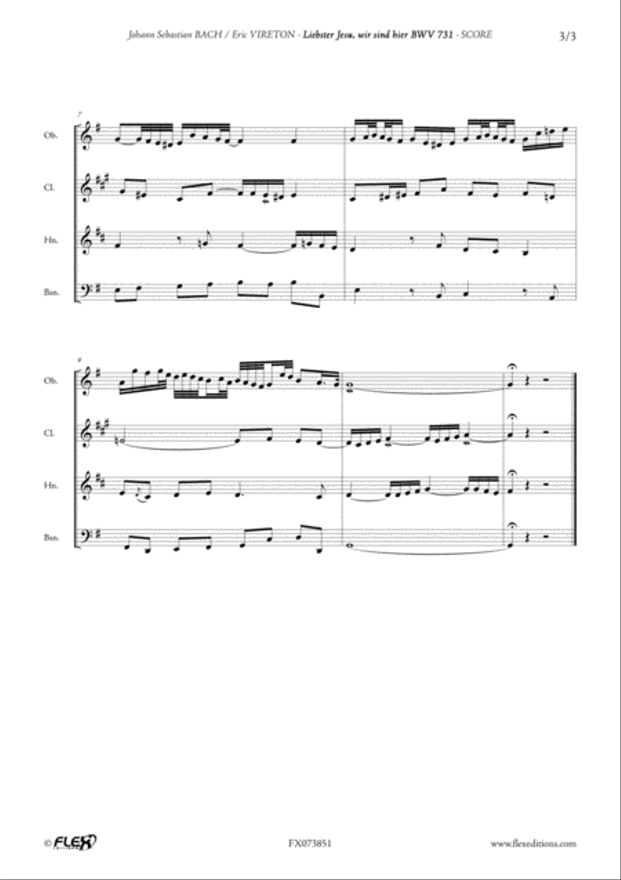 Liebster Jesu, wir sind hier BWV 731 Woodwind Quartet scores gallery preview page 3