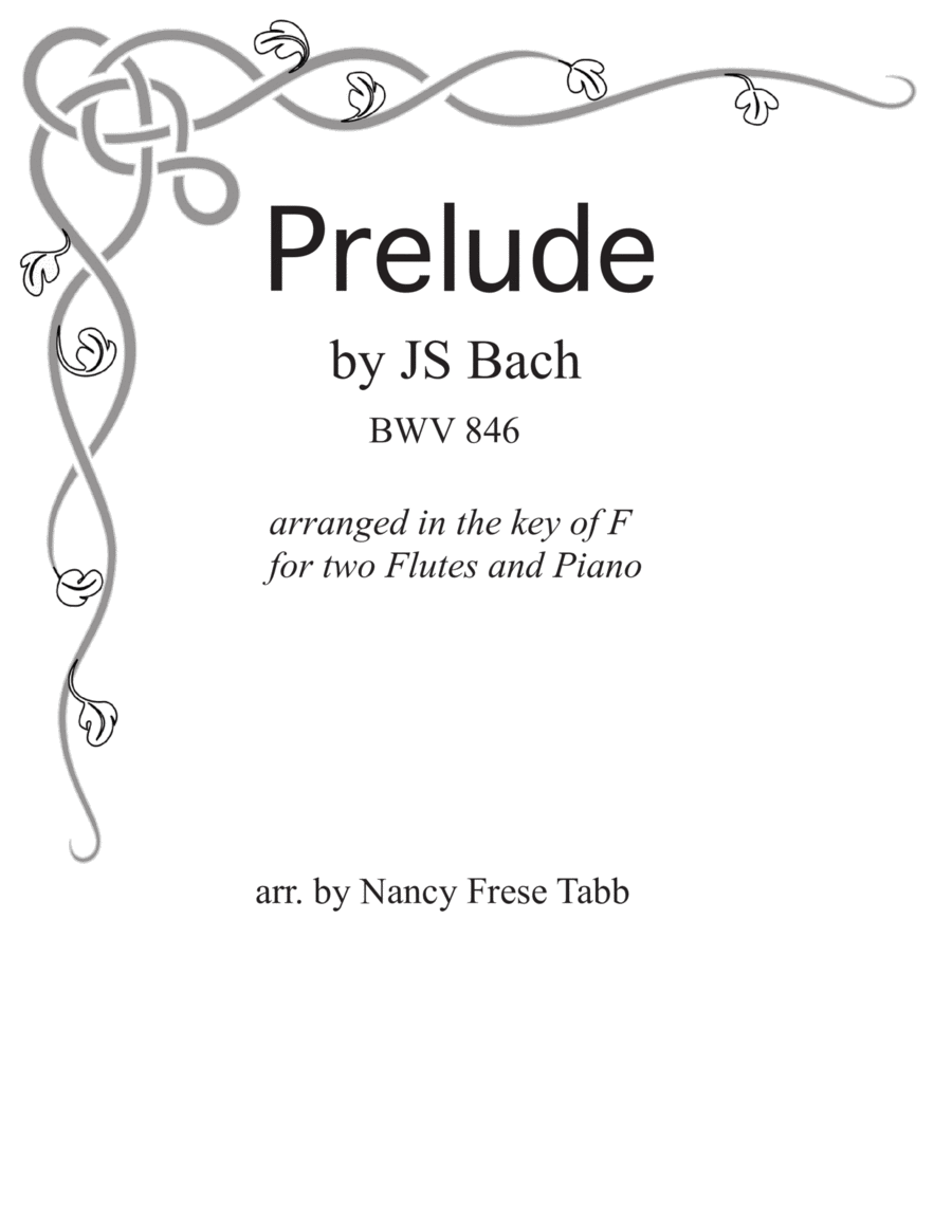 Bach Prelude for Two Flutes & Piano (BWV 846) Flute Duet scores gallery preview page 1