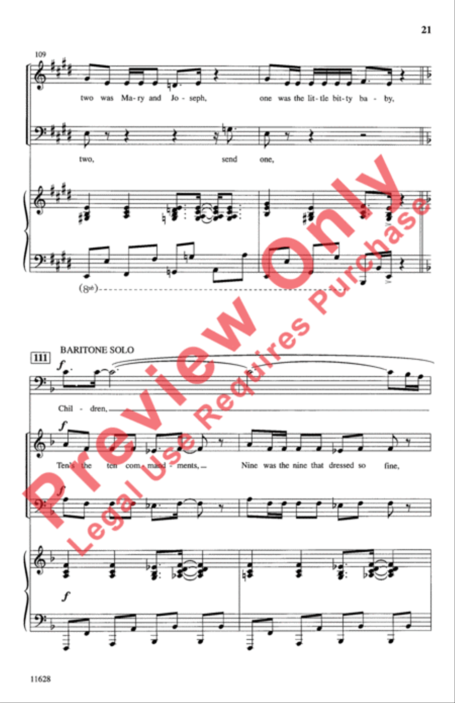 Children, Go Where I Send Thee 4-Part scores gallery preview page 21